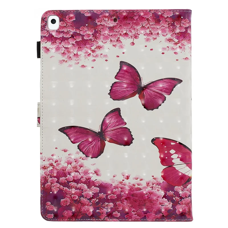 3D Pattern Printing PU Leather Stand Shell Tablet Case for iPad 10.2 (2021)/(2020)/(2019) - Red Butterflies