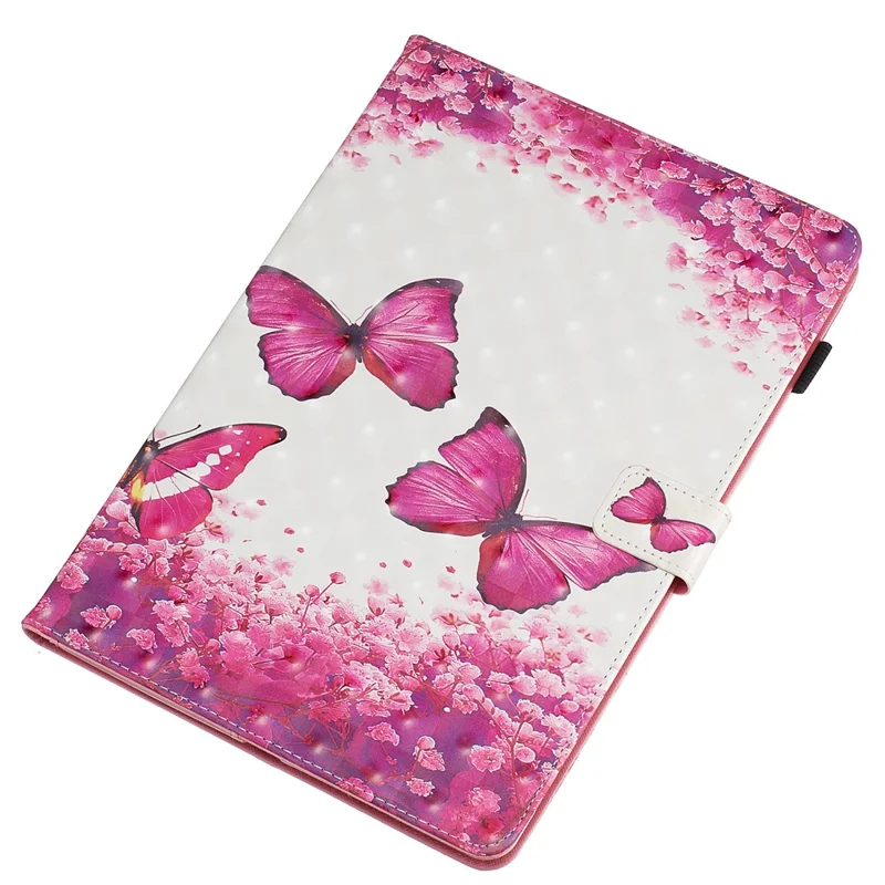 3D Pattern Printing PU Leather Stand Shell Tablet Case for iPad 10.2 (2021)/(2020)/(2019) - Red Butterflies