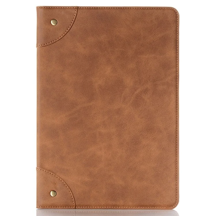Retro Book Pattern Wallet Leather Tablet Casing for iPad 10.2 (2021) / (2020) / (2019) / Pro 10.5 (2017) - Brown