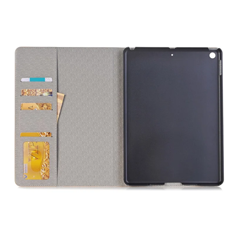 Cross Texture Splicing PU Leather Wallet Tablet Protective Case for iPad 10.2 (2021)/(2020)/(2019) - Light Brown