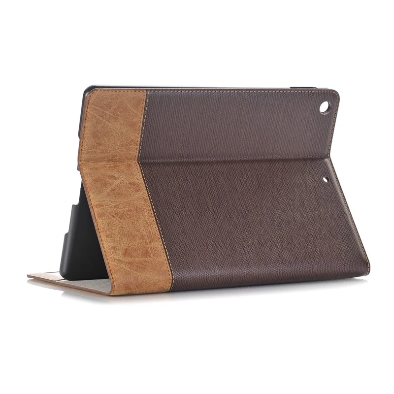 Cross Texture Splicing PU Leather Wallet Tablet Protective Case for iPad 10.2 (2021)/(2020)/(2019) - Dark Brown