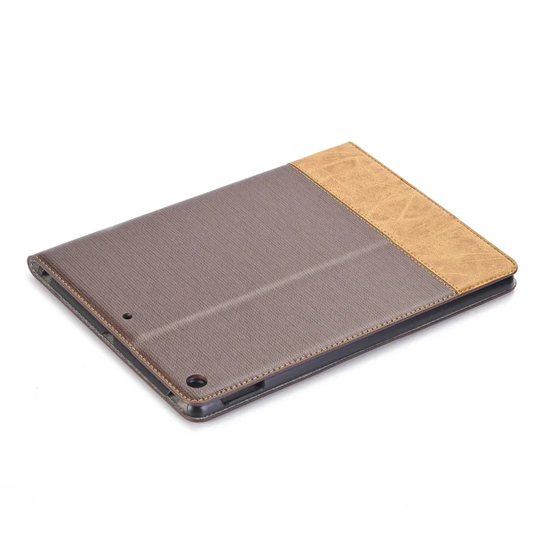 Cross Texture Splicing PU Leather Wallet Tablet Protective Case for iPad 10.2 (2021)/(2020)/(2019) - Dark Brown