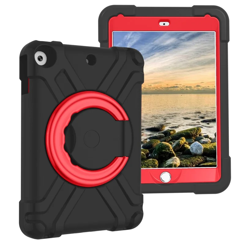 Tablet Case for iPad 10.2 (2021) / (2020) / (2019) Swivel Handle Kickstand PC + Silicone Protection Cover - Black / Red