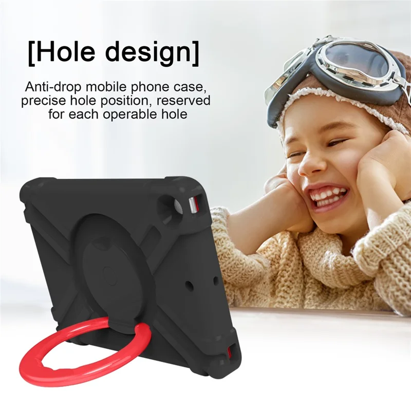 Tablet Case for iPad 10.2 (2021) / (2020) / (2019) Swivel Handle Kickstand PC + Silicone Protection Cover - Black / Red