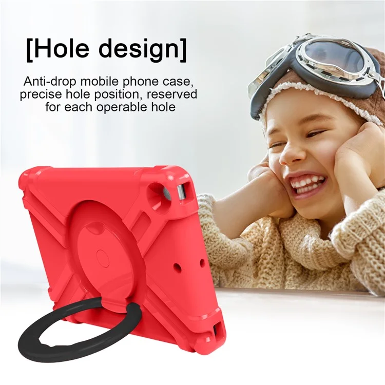 Tablet Case for iPad 10.2 (2021) / (2020) / (2019) Swivel Handle Kickstand PC + Silicone Protection Cover - Red / Black