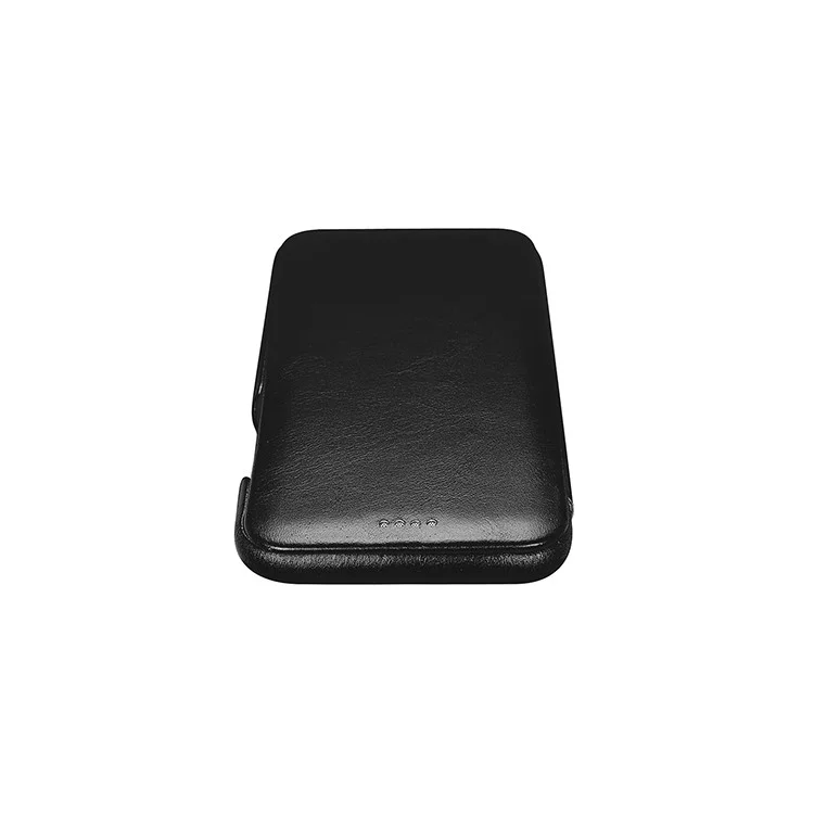 ICARER Genuine Leather Curved Screen Folio Flip Phone Case for iPhone 11 Pro 5.8-inch - Black