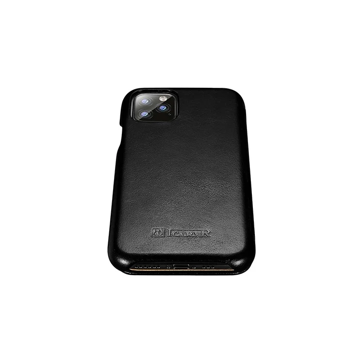 ICARER Genuine Leather Curved Screen Folio Flip Phone Case for iPhone 11 Pro 5.8-inch - Black
