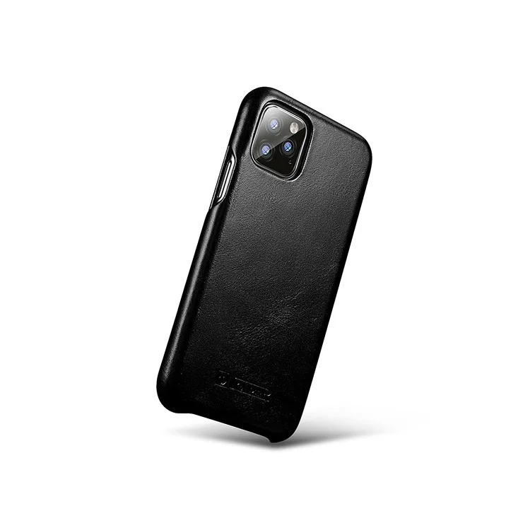 ICARER Genuine Leather Curved Screen Folio Flip Phone Case for iPhone 11 Pro 5.8-inch - Black