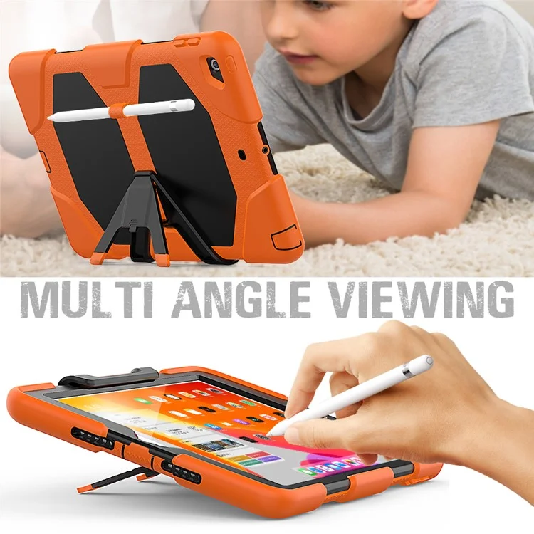 Anti-scratch Shockproof Kickstand PC+Silicone Tablet Hybrid Case for iPad 10.2 (2020)/(2019) - Orange