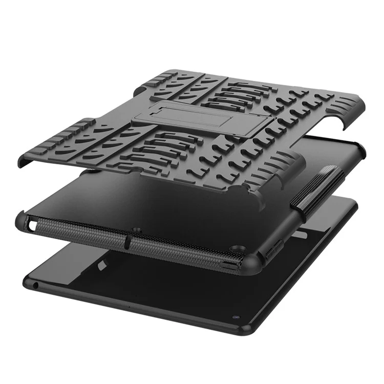 Caso Híbrido Anti-deslizamento PC + TPU Com Kickstand Para Ipad 10.2 (2021)/(2020)/(2019) - Preto