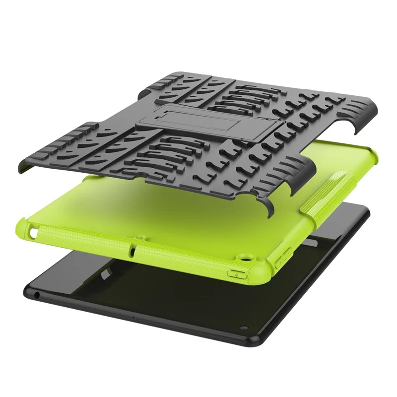 Anti-slip PC + TPU Hybrid Case med støttefod til iPad 10,2 (2021)/(2020)/(2019) - Grøn