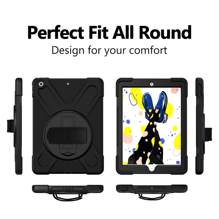 Coque Hybride PC + Silicone à 360 degrés avec Support pour iPad 10.2 (2021) / (2020) / (2019) - Noir