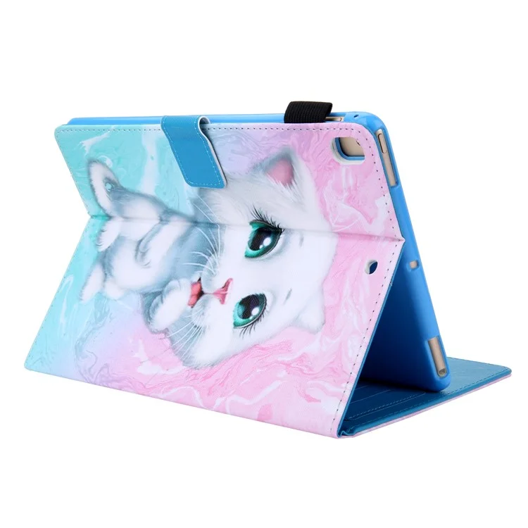 Oberste Serie Gemusterte Lederkartenhalter-tablettengehäuse Für Ipad 10.2 (2021)/(2020)/(2019)/Air 10.5 Zoll (2019)/Pro 10.5 Zoll (2017) - Weiße Katze