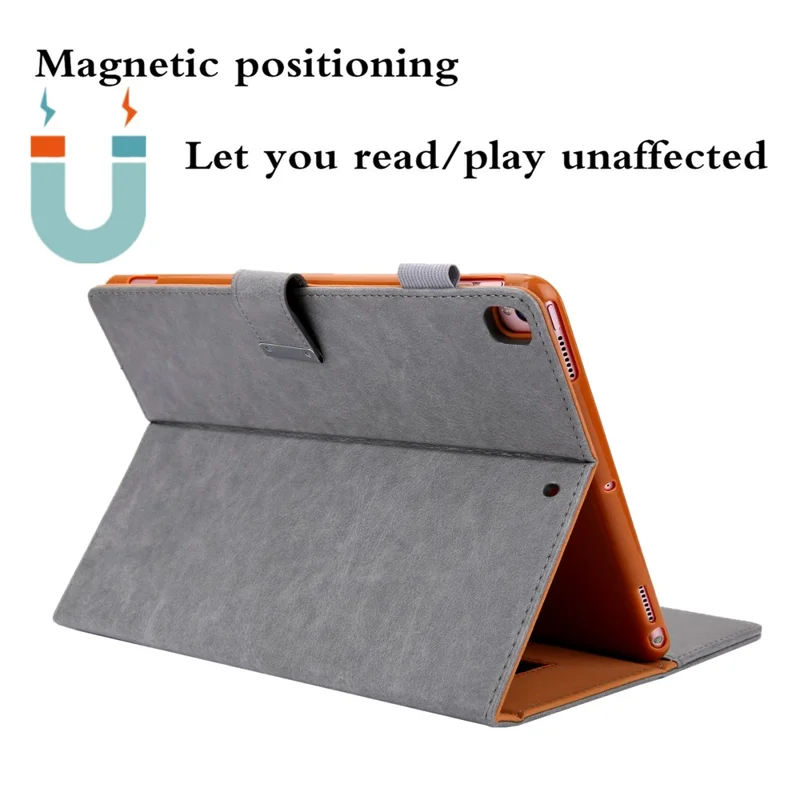 Multiple Viewing Foldable Stand Leather Wallet Tablet Case for iPad 10.2 (2021)/(2020)/(2019)/Pro 10.5-inch (2017)/Air 10.5 inch (2019) - Grey