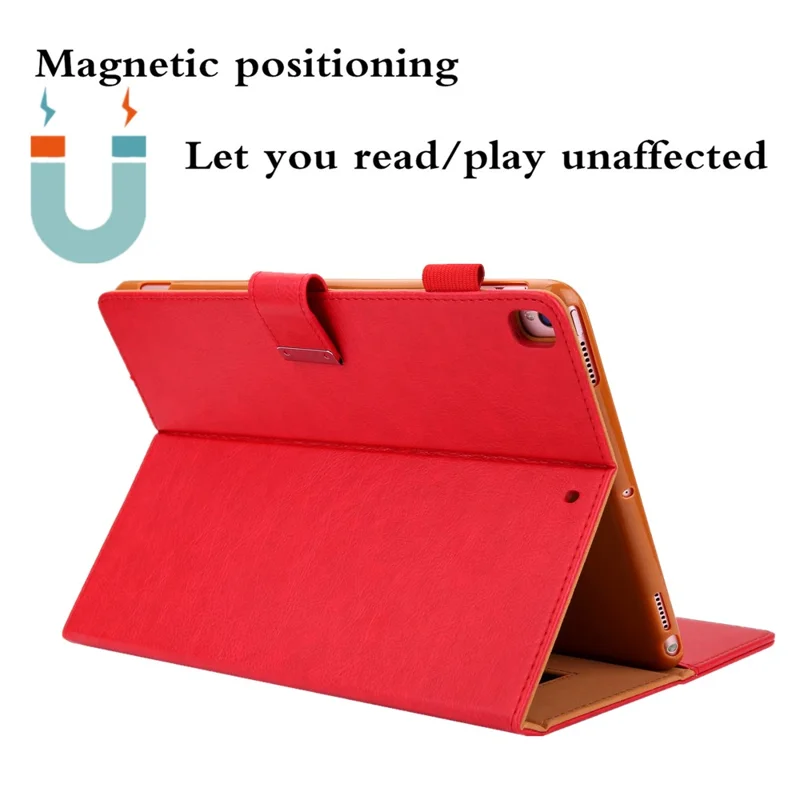 Multiple Viewing Foldable Stand Leather Wallet Tablet Case for iPad 10.2 (2021)/(2020)/(2019)/Pro 10.5-inch (2017)/Air 10.5 inch (2019) - Red