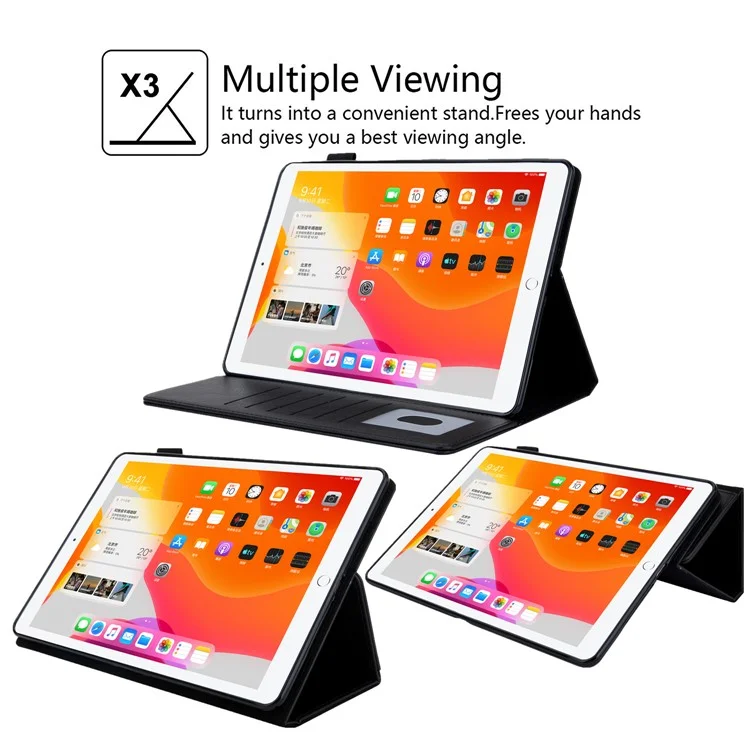 Multiple Viewing Folding Stand Wallet Leather Case for iPad Pro 10.5-inch (2017)/iPad Air 10.5 inch (2019) - Black