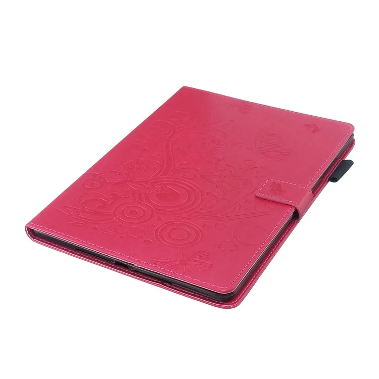 Impreinte Flower Butterfly Rhingestone Wallet le Cuir Support Pour Ipad 10.2 (2021) / (2020) / (2019) - Rouge