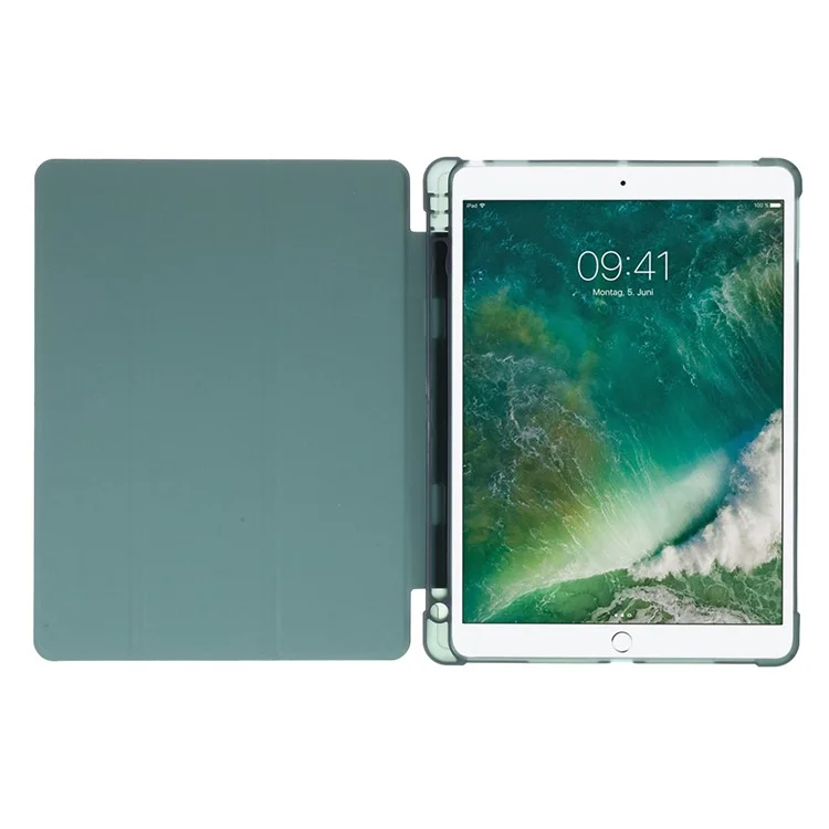 Tri-fold Stand Smart Wake / Sleep Leather Case [avec Rainure de Stockage au Crayon Apple] Pour Ipad 10.2 (2021) / (2020) / (2019) / Air 10,5 Pouces (2019) / Pro 10.5-pouces (2017) - Vert Foncé