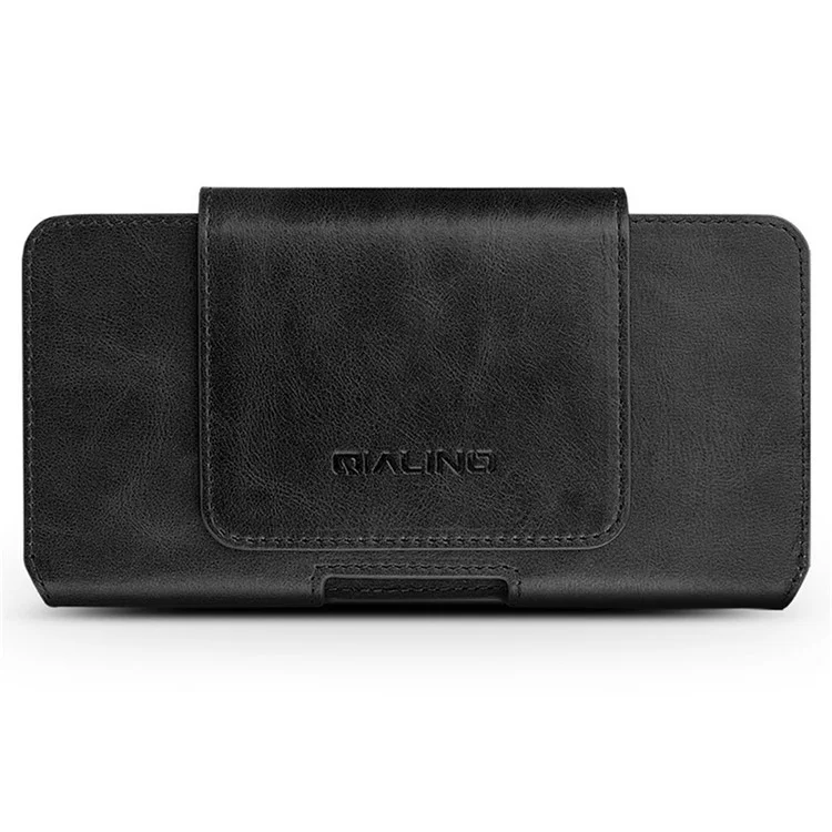 QIALINO For iPhone 11 Pro 5.8-inch Cowhide Leather Holster Phone Case Waist Loop Bag - Black