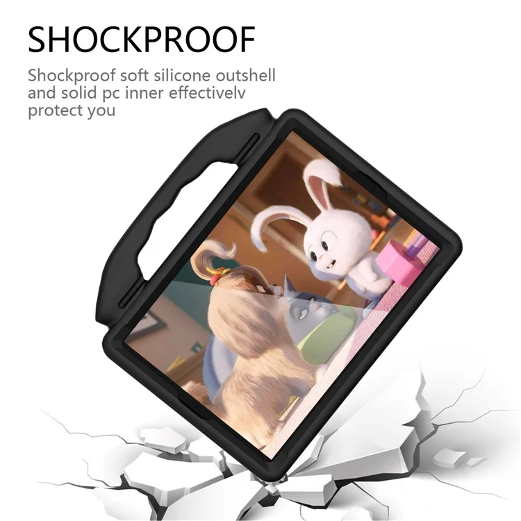 Stoßfeste Daumen-Kickstand-EVA-Tablet-Hülle für iPad 10.2 (2021)/(2020)/(2019)/iPad Pro 10.5-Zoll (2017)/iPad Air 10.5 Zoll (2019)/iPad Pro 11-Zoll (2018) - Schwarz
