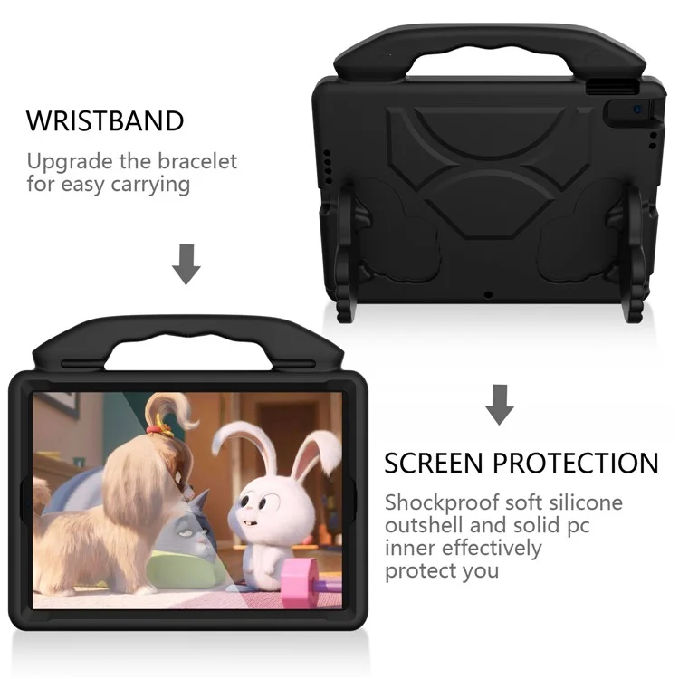 Stoßfeste Daumen-Kickstand-EVA-Tablet-Hülle für iPad 10.2 (2021)/(2020)/(2019)/iPad Pro 10.5-Zoll (2017)/iPad Air 10.5 Zoll (2019)/iPad Pro 11-Zoll (2018) - Schwarz