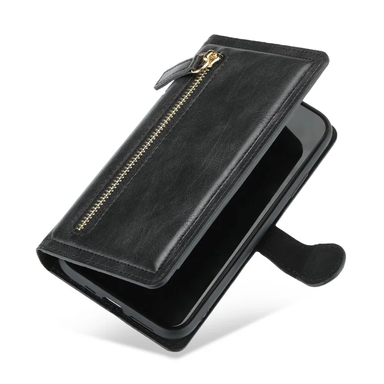 Vintage-Stil Multiple-Kartensteckplätze Brieftasche Leder-Telefon-Titel-Hülle Für IPhone 11 Pro 5.8-Zoll - Schwarz