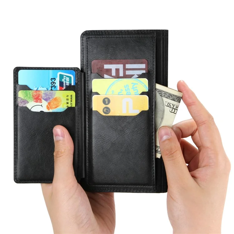 Estilo Vintage Slots De Tarjeta Múltiple Wallet Funda De Cuero Para Teléfono Para IPhone 11 Pro 5.8-pulgada - Negro