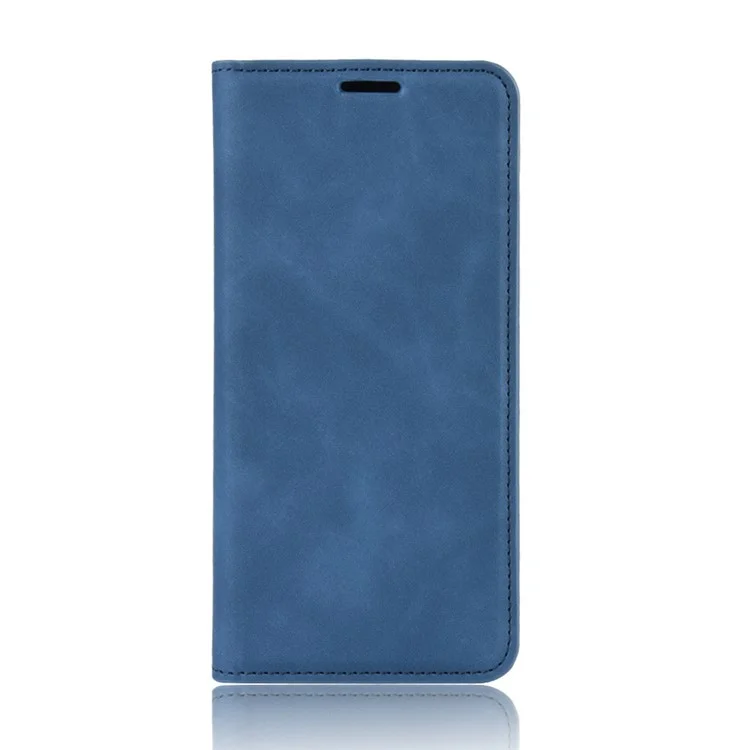 Silky Touch Leather Wallet Stand Cell Phone Case for iPhone XR 6.1 inch - Blue