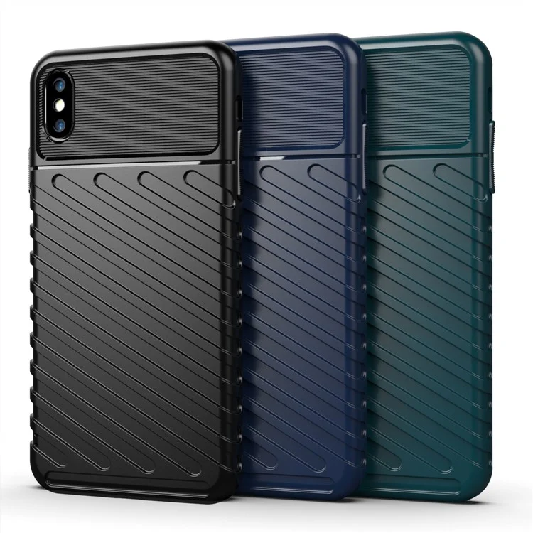 Thunder Series Thicken Twill Texture Stylish Soft TPU Case per iPhone XS Max 6.5 pollici - Nero