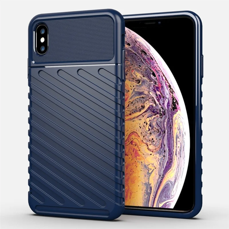 Thunder Series Thicken Twill Texture Stylish Soft TPU Case for iPhone XS Max 6.5 inch - Blue