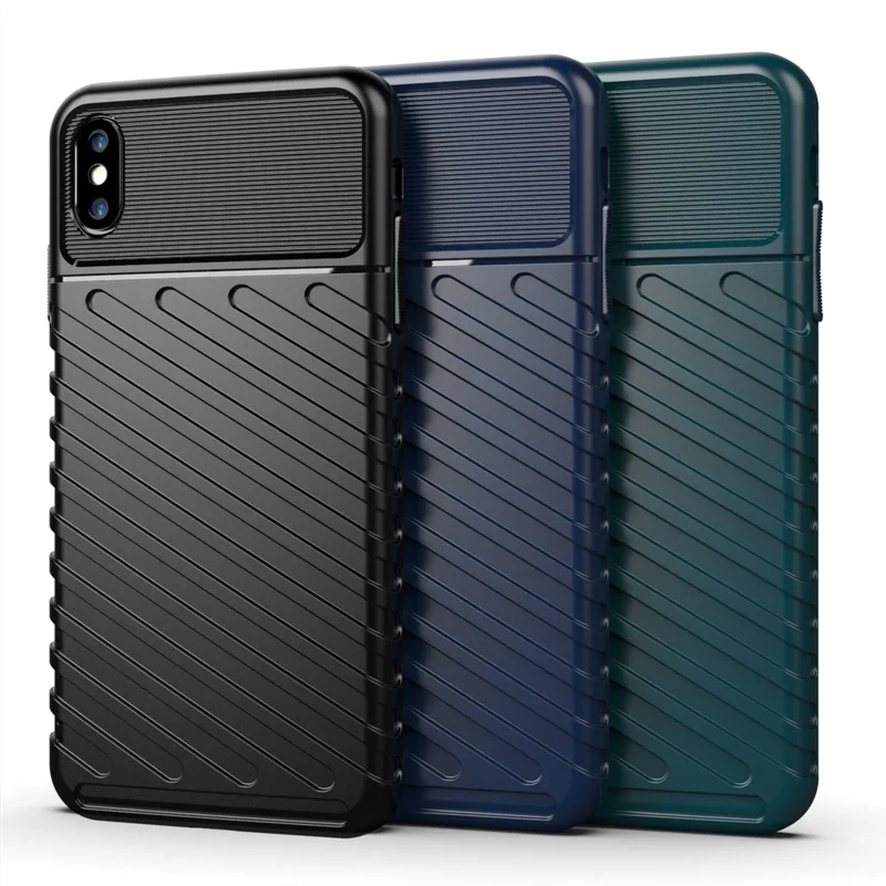 Thunder Series Thicken Twill Texture Stylish Soft TPU Case for iPhone XS Max 6.5 inch - Blue