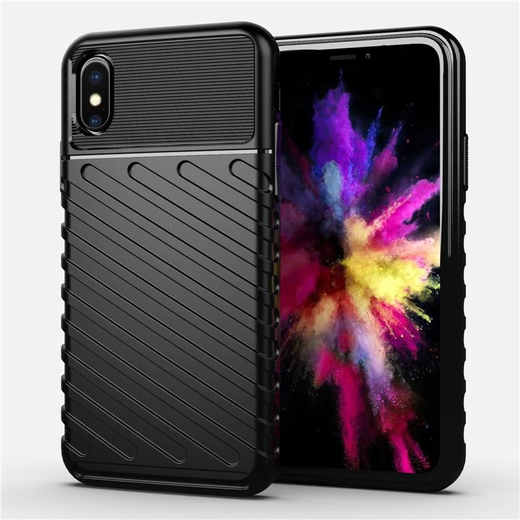 Thunder -serie Twill Skin Texture Soft TPU Back Telefon Hülle Für Iphone X/XS 5,8 Zoll - Schwarz