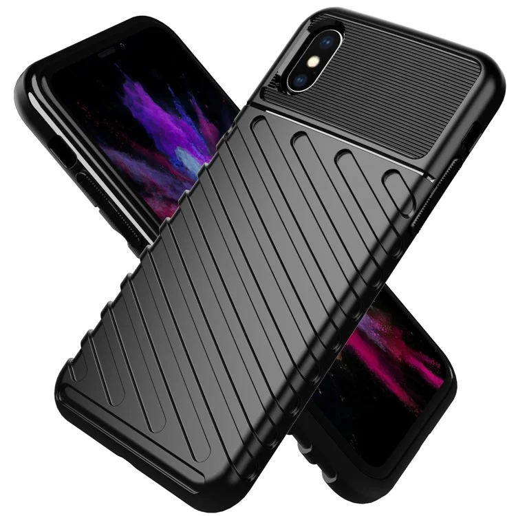 Thunder Series Twill Skin Texture Soft TPU Back Phone Case per iPhone X/XS 5.8 pollici - Nero