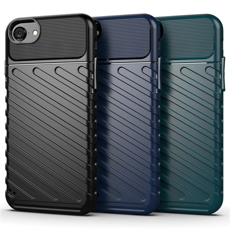 Thunder Series Twill Skin Texture TPU Back Case para iPhone SE (2020)/SE (2022)/7/8 4.7 polegadas - Preto
