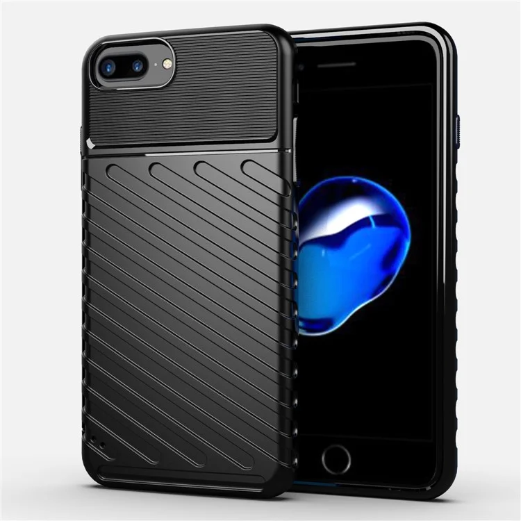 Thunder Series Twill Skin Soft TPU Back Shell for iPhone 8 Plus/7 Plus/6 Plus/6s Plus 5.5 inch - Black