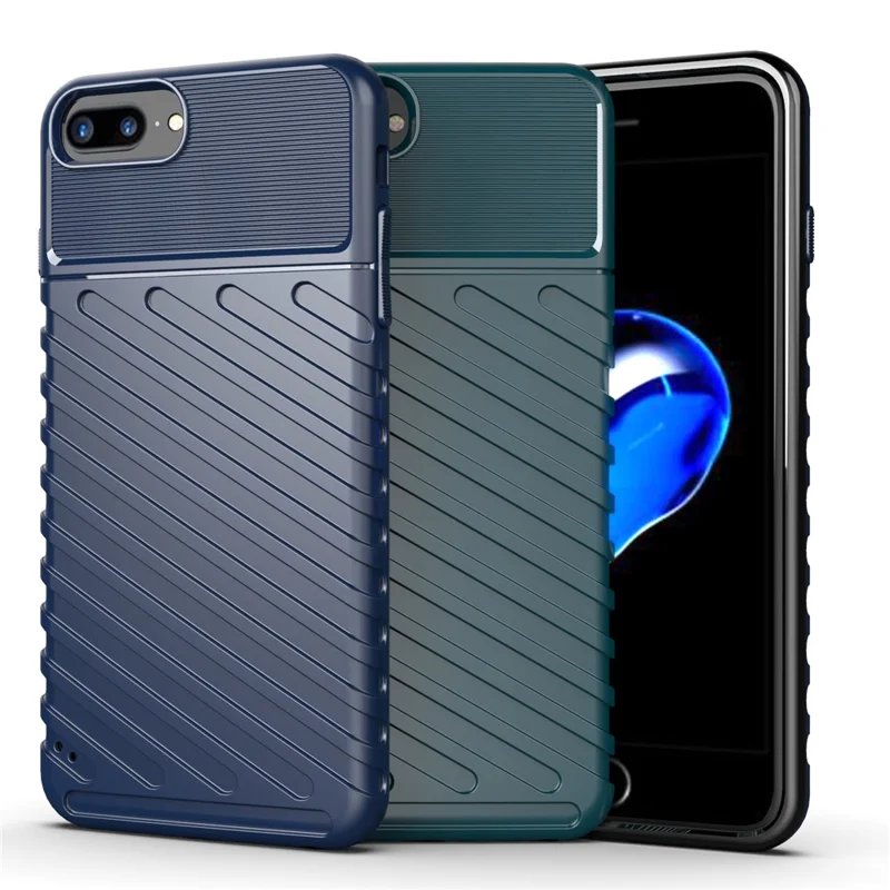 Série Thunder Twill Peau Soft TPU Back Shell pour iPhone 8 Plus/7 Plus/6 Plus/6s Plus 5.5 pouces - Bleu