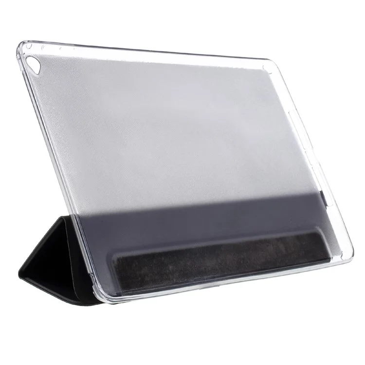 For iPad Air 2 Tri-fold Smart Leather Cover with TPU Back Case - Black
