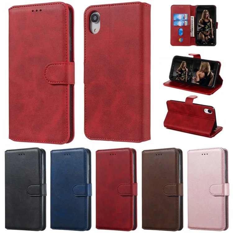 For iPhone XR 6.1 inch Solid Color Flip Leather Wallet Mobile Phone Covering - Red