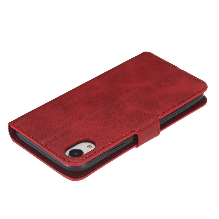 For iPhone XR 6.1 inch Solid Color Flip Leather Wallet Mobile Phone Covering - Red