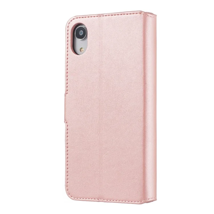 For iPhone XR 6.1 inch Solid Color Flip Leather Wallet Mobile Phone Covering - Rose Gold