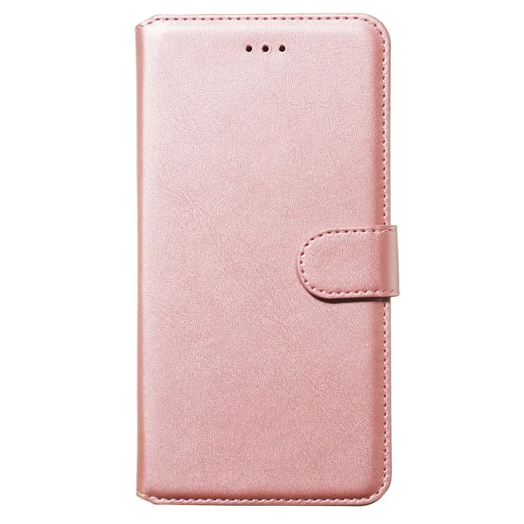 For iPhone XR 6.1 inch Solid Color Flip Leather Wallet Mobile Phone Covering - Rose Gold