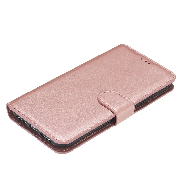 For iPhone XR 6.1 inch Solid Color Flip Leather Wallet Mobile Phone Covering - Rose Gold