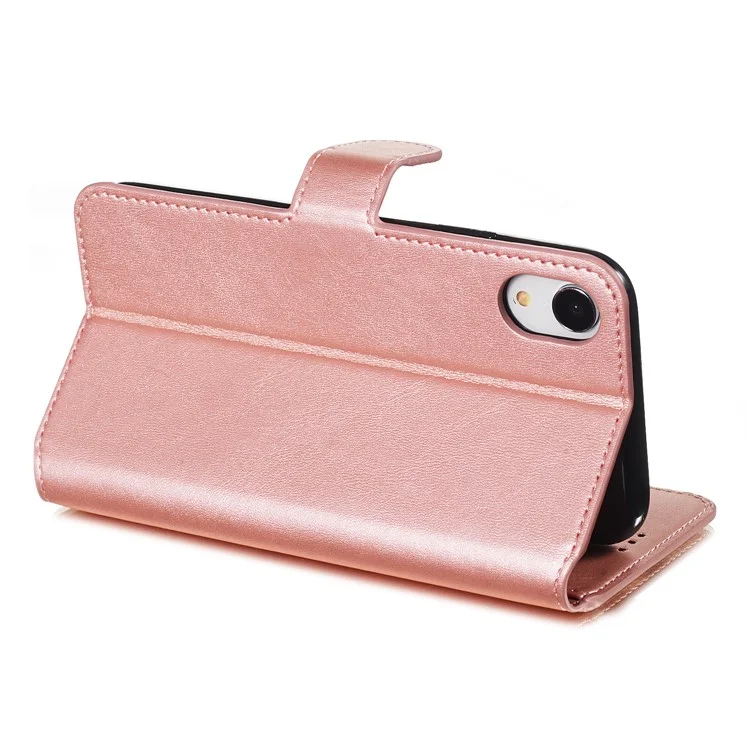 For iPhone XR 6.1 inch Solid Color Flip Leather Wallet Mobile Phone Covering - Rose Gold