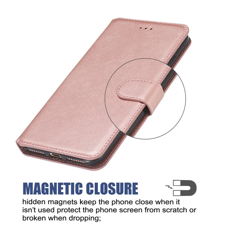 For iPhone XR 6.1 inch Solid Color Flip Leather Wallet Mobile Phone Covering - Rose Gold
