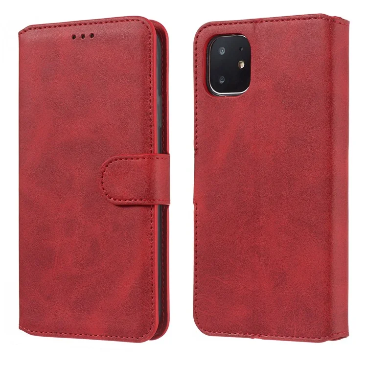 Cell Phone Leather Wallet Stand Case for iPhone 11 6.1 inch - Red