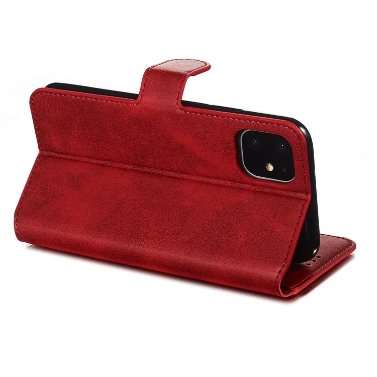 Cell Phone Leather Wallet Stand Case for iPhone 11 6.1 inch - Red