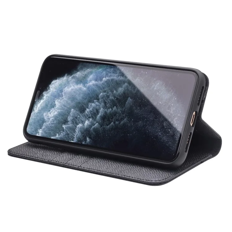 Qialino Transverte Textura Couro Genuíno + Tpu Destacável 2 em 1 Shell Para Iphone 11 6,1 Polegadas - Preto
