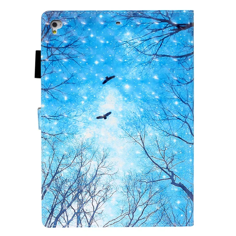 Custodia in pelle con stand e stampa a motivi per iPad 9.7-inch (2018)/(2017)/iPad Pro 9.7 inch (2016)/iPad Air/Air 2 - Cielo Blu