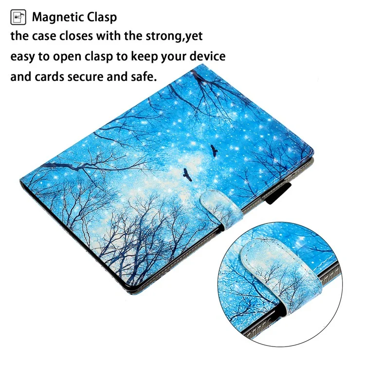 Custodia in pelle con stand e stampa a motivi per iPad 9.7-inch (2018)/(2017)/iPad Pro 9.7 inch (2016)/iPad Air/Air 2 - Cielo Blu