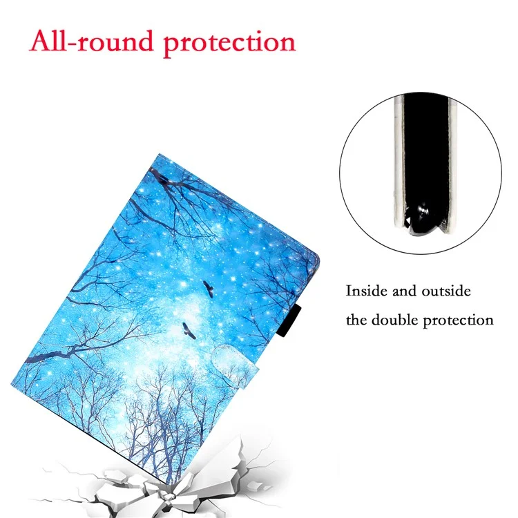 Custodia in pelle con stand e stampa a motivi per iPad 9.7-inch (2018)/(2017)/iPad Pro 9.7 inch (2016)/iPad Air/Air 2 - Cielo Blu